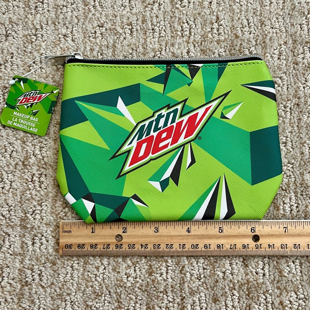 NWT Mountain Dew Soda Makeup Bag Cosmetic or Accessory Pouch w/ Zipper 7in X 5in